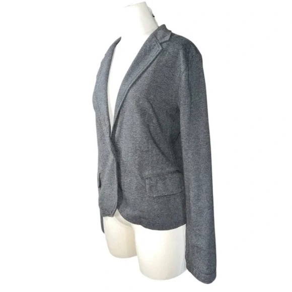 GARNET HILL - Size 10 Blazer Grey Button and Pockets 100% Cotton - Picture 2 of 5
